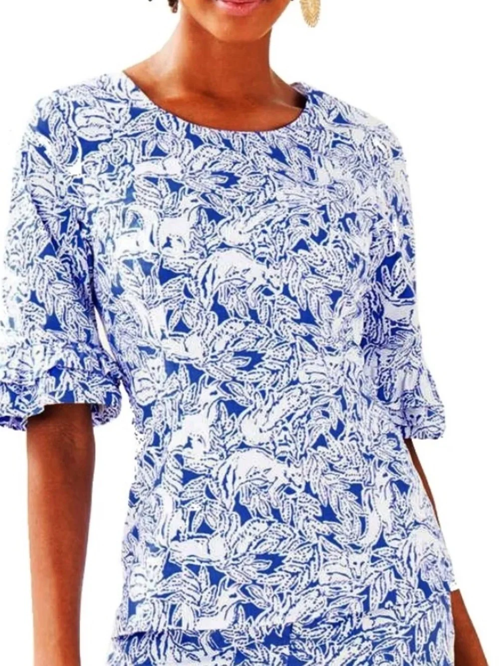Lilly Pulitzer Sz 4 Fiesta Top Coastal Blue Fancy Feet
